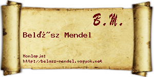 Belász Mendel névjegykártya